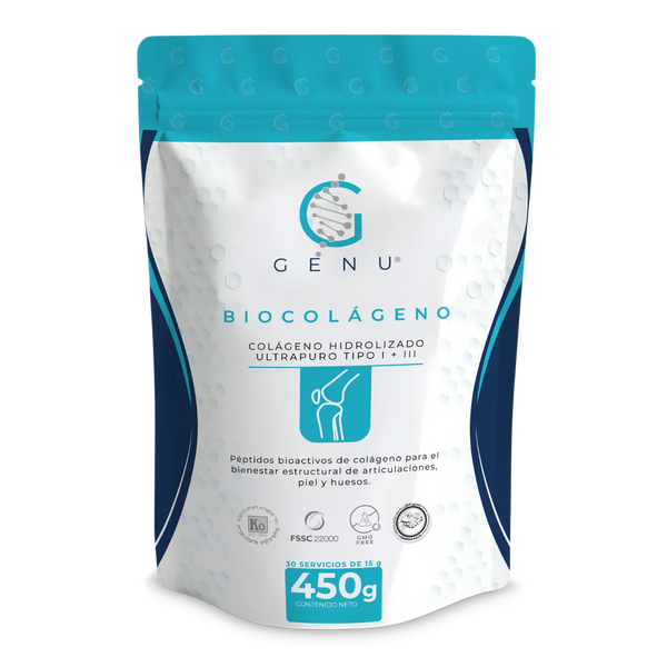 GENU Colágeno Hidrolizado Biocolágeno™ Tipo I y III, Puro, Sin Sabor | 450 g